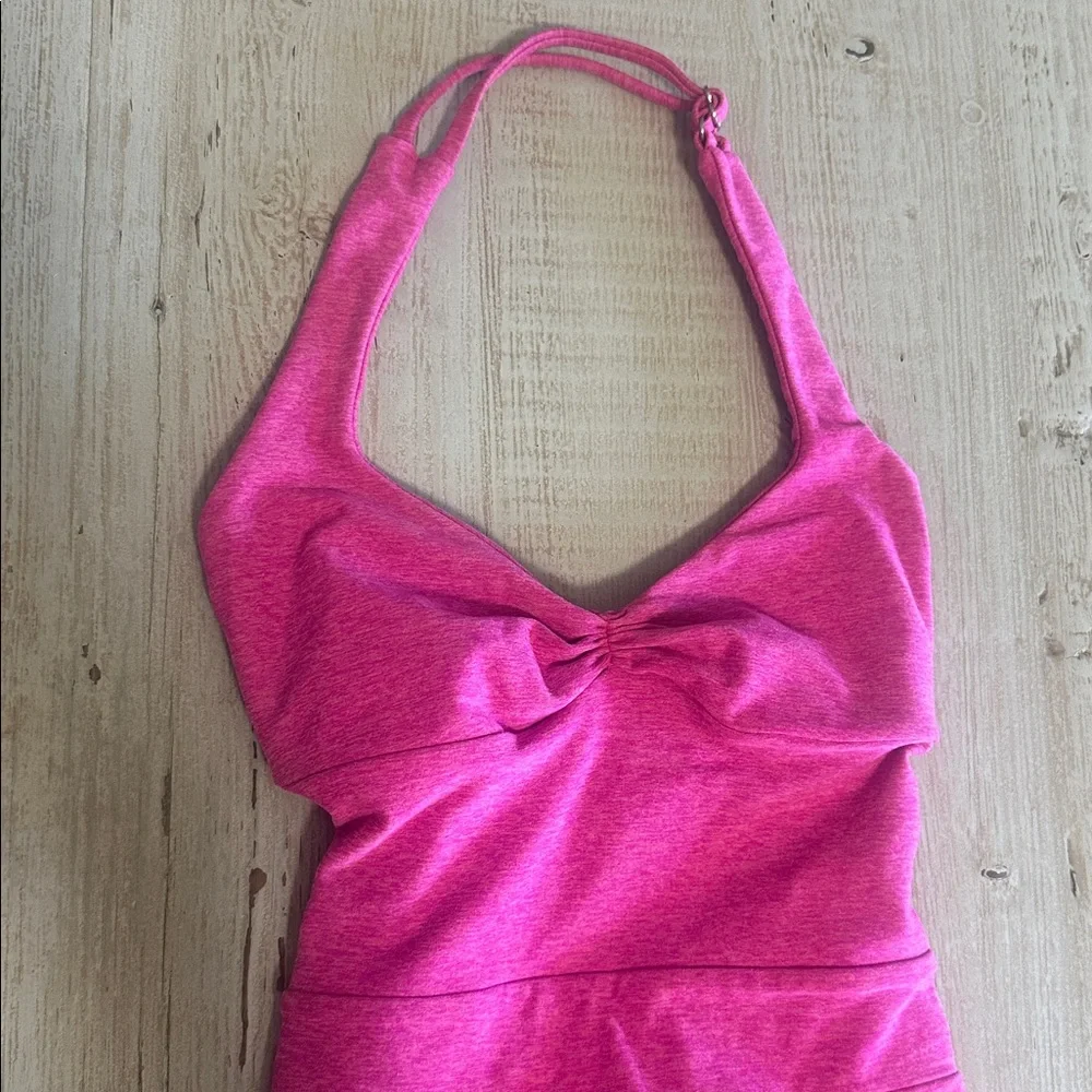 Bombshell Sportswear Hot Pink bodysuit with halter neck, low back - Picture 10 of 11